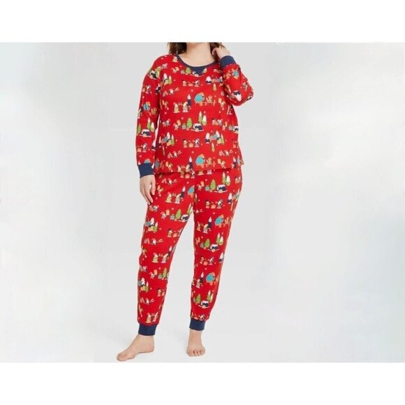 Target Women's Plus Sz 4X Holiday Gnomes Matching Family PJ Set Wondershop™ Red - Picture 1 of 5